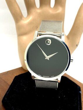 Movado Men's Watch 0607219 Black Dial Swiss Quartz Silver Stainless Steel